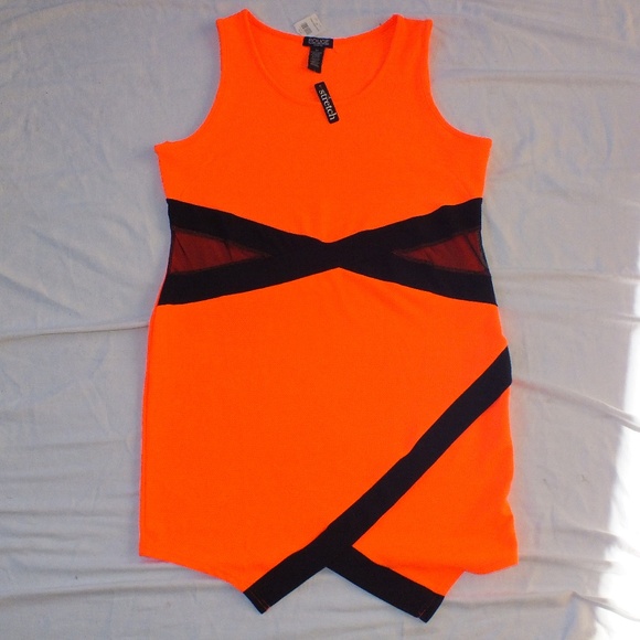 neon orange plus size dress